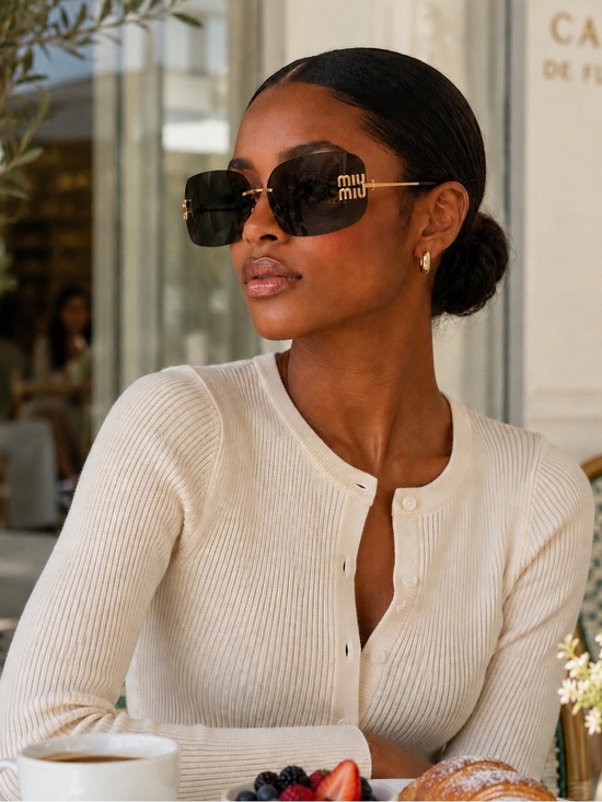 None Accessories - Rimless Women's Sunglasses with Dust Bag Lens Cloth and Tool - New Boxed